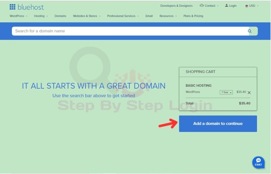 bluehost add a domain